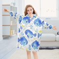 thumbnail image 5 of Wearable Blanket with Sleeves and Pocket Oversized Hooded Sweatshirt 3-14 YR Watercolor Blue Fish S, 5 of 7