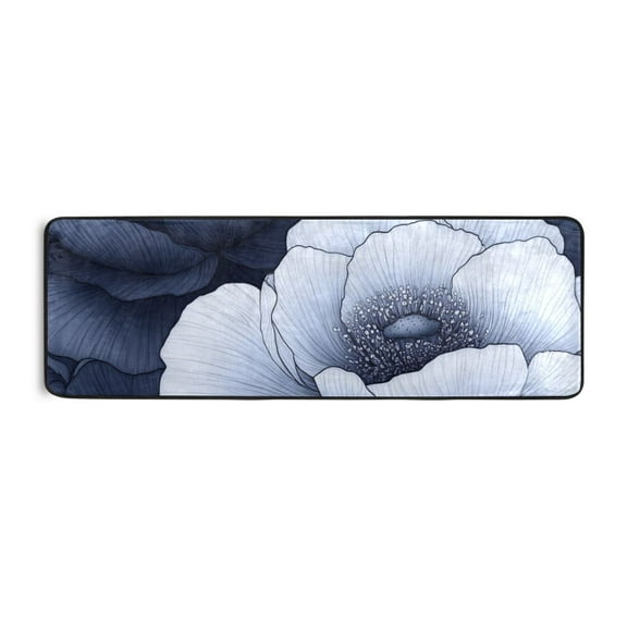 Elegant Dark Gray Flowers Runner Rug for Hallways Kitchen Non Slip 2'x 6' Washable Hall Carpet for Bedroom Entryway Laundry Room