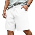 thumbnail image 2 of Resicozy Mens Casual Shorts Cotton Elastic Waist Shorts Drawstring Summer Beach Shorts with Pockets White 2XL, 2 of 5