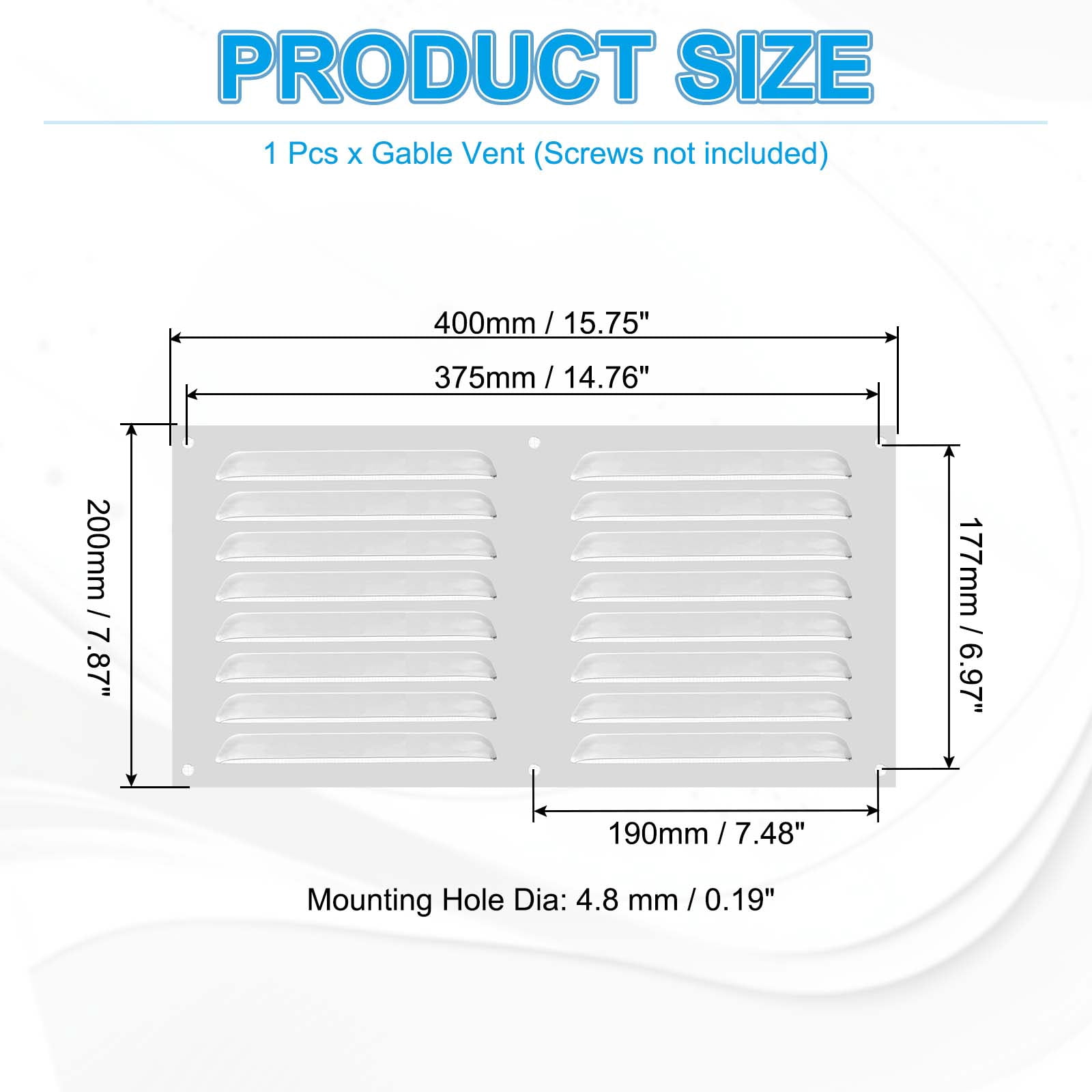 Uxcell Aluminum Vent Cover, Screen Air Grille Ventilation Cover HVAC Louvered Grill Built-in Mesh for Home 8x16 Inch