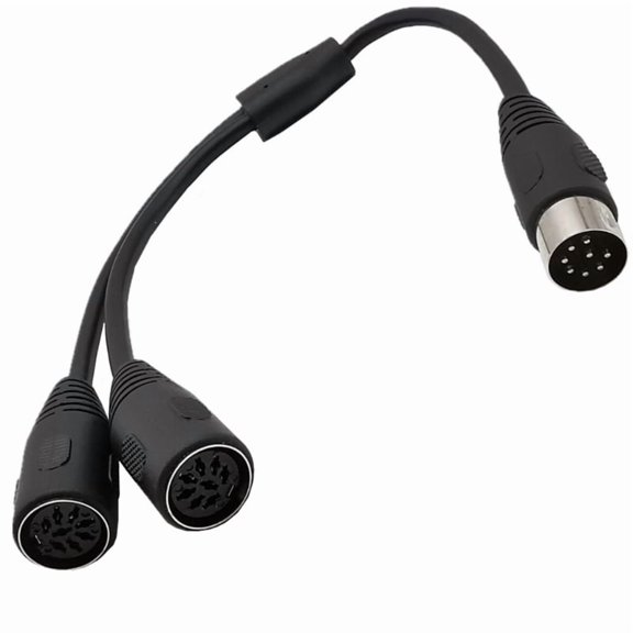 MIDI Splitter Cable 8 Pin DIN Y Adapter 1 Male to 2 Female Connectors for Audio Systems