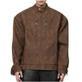 thumbnail image 3 of Maoxin Mens Jackets Men's Solid Color Pocket Zipper Jacket Jacket Coffee M, 3 of 6