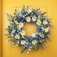 thumbnail image 6 of 18 Inch Blue Spring Front Door Wreath, Summer Floral Wreath Lavender Wildflower Door Wreaths,Home Seasonal Decor Wreath Supplies, Handmade Grapevine Base Adjustable No Fade Rustic Wreaths,A-style, 6 of 9