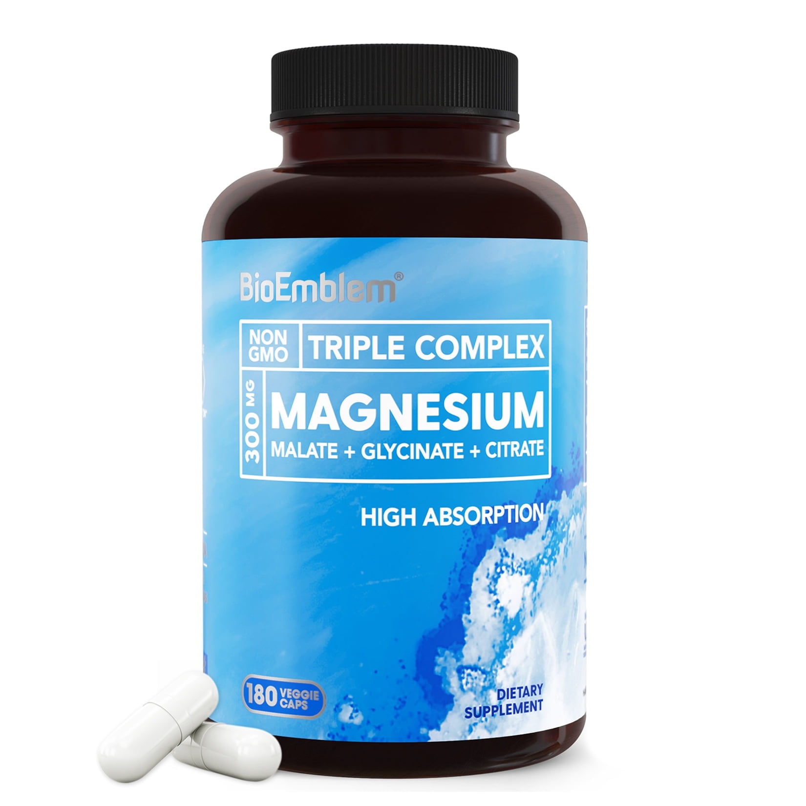 BioEmblem Triple Magnesium Complex and Vitamin D3 K2 Capsules, Heart, Immune System