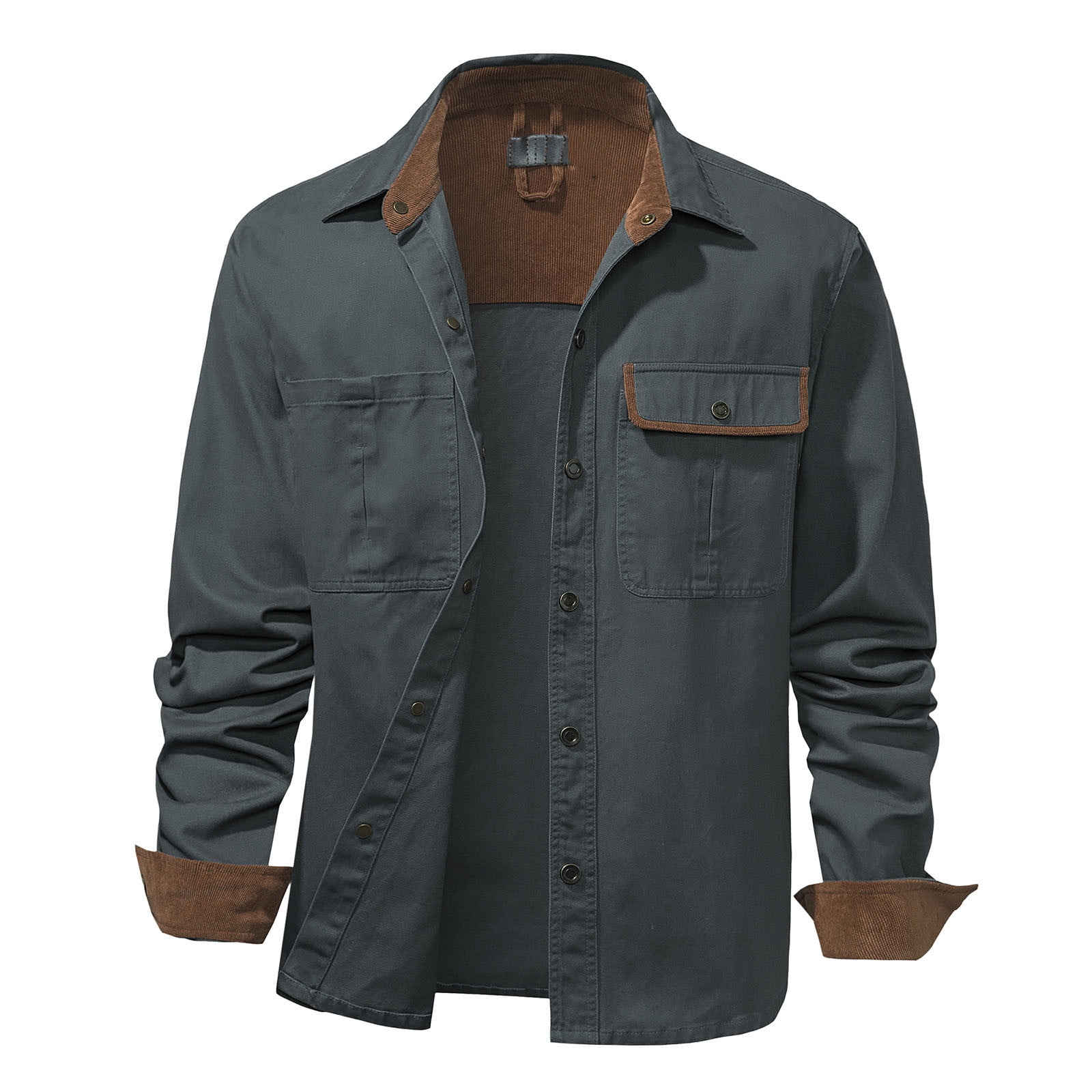 Herrnalise Jackets for Men Casual Dress Shirt Button Down Shirts  Long-Sleeve Denim Work Shirt Single-Breasted Turn Down Collar Jacket Black