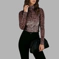 thumbnail image 4 of Roncen Womens Slim Fit Velvet Burnout Top Cowl Neck Long Sleeve See Through Shirt Blouses Tops, 4 of 7