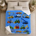 thumbnail image 5 of Colorful Construction Site Trucks Cranes Cartoonish Design, Playful Artistic Scene, Warm Flannel Blanket for Living Room and Bedroom, Bird Lovers Valentine's Day Gift, Artistic Home Decor, 5 of 9