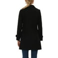 thumbnail image 3 of INSPIRE CHIC Women's Peter Pan Collar Winter Outwear Trench Pea Coats L Black, 3 of 7
