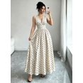 thumbnail image 4 of Apricot Women Sleeveless Polka Dot Maxi Dress V-Neck Gathered Waist, 4 of 7