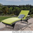 thumbnail image 6 of Anthony Outdoor Wicker Adjustable Chaise Lounge with Arms and Cushion, Grey, Green, 6 of 13