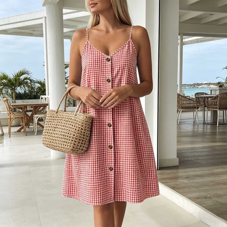 plaid spaghetti strap mini dress Women Gingham Mini Cami Dress Plaid Spaghetti Strap Flowy Short Dress  Square Neck Open Back Cute Party Dresses at Amazon Women's Clothing store