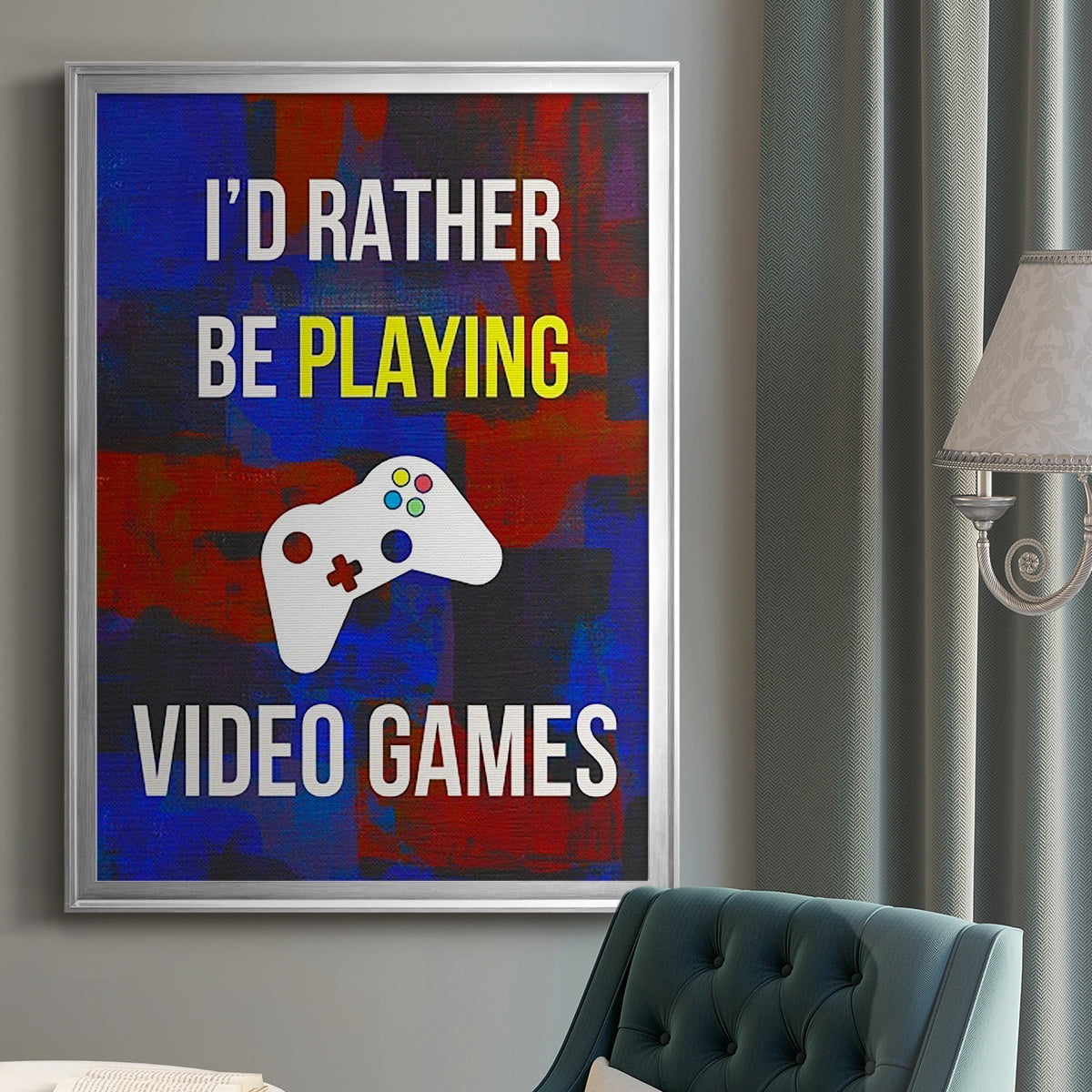 Gamer at Play III Premium Framed Print, in Gold, Black, or Silver - Ready to Hang