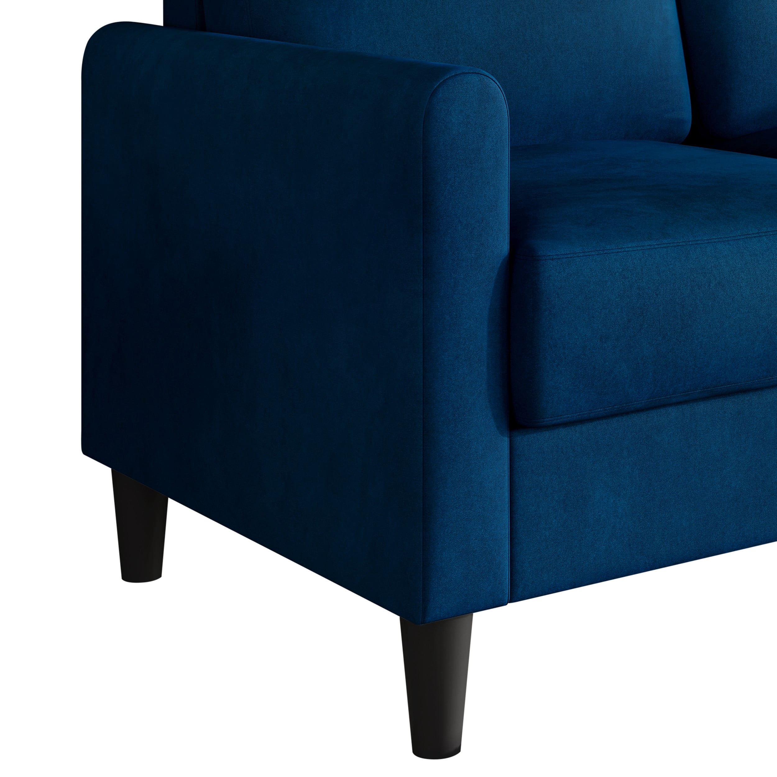 Home Design Goliad Velvet Arm Loveseat with Pocket Spring, Soft Cushions, Clean Lines Design, Blue