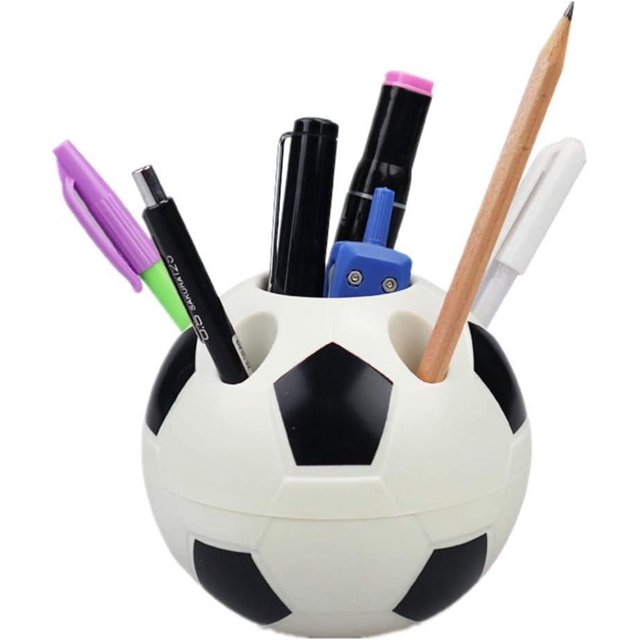 Portalápices de fútbol creativo, contenedor de lápiz con diseño de forma de fútbol de escritorio, decoración de mesa de contenedor organizador de escritorio para regalos de niños