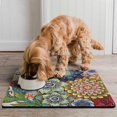 thumbnail image 2 of Boho Retro Floral Pet Feeding Mat-Absorbent Pet Placemat for Food and Water Bowl, with Waterproof Rubber Backing, Quick Dry Water Dispenser Mat for Dog and Cat (16"x24"), 2 of 7