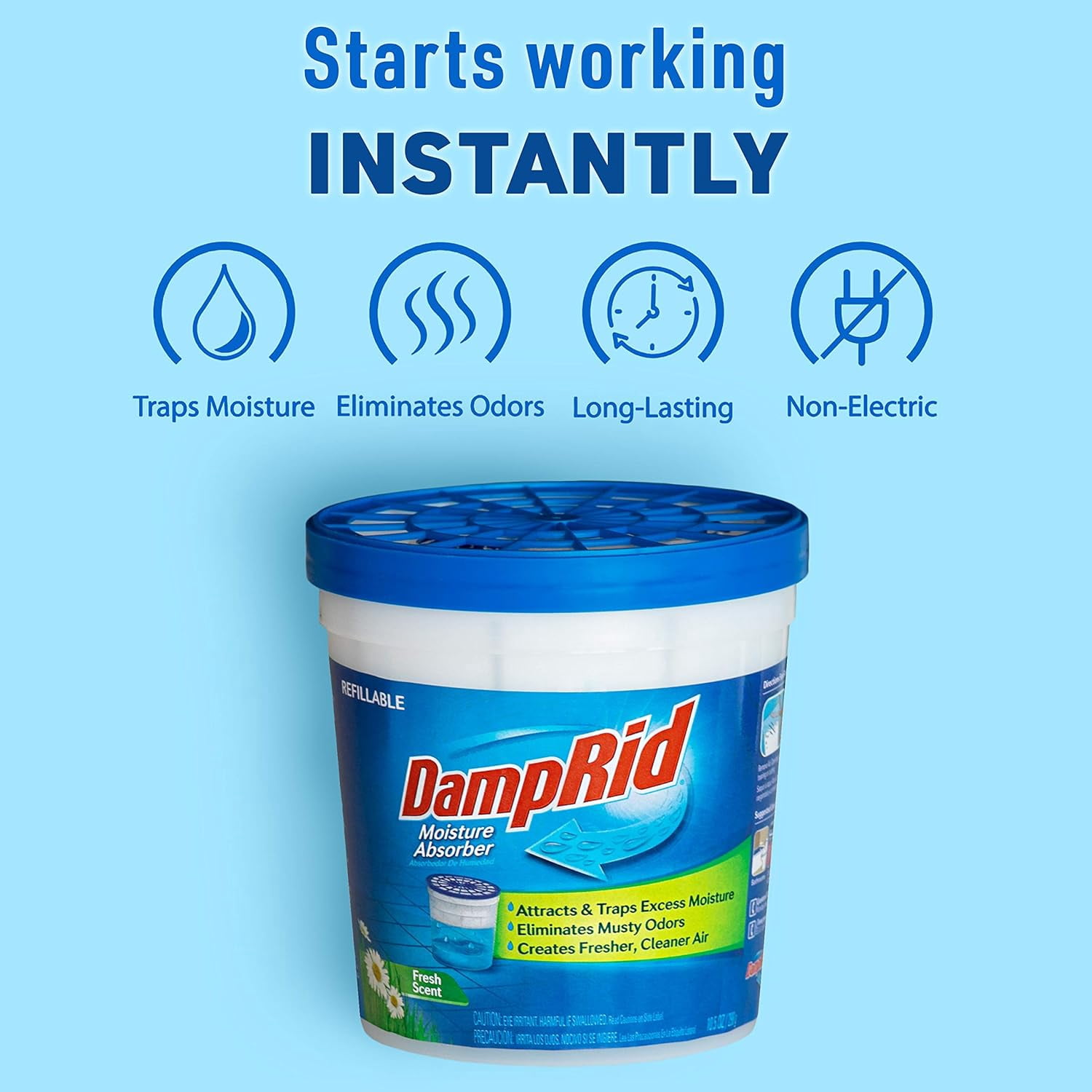 DampRid Refillable Moisture Absorber, 10.5 oz. Cups, 6 Pack, Fresh Scent