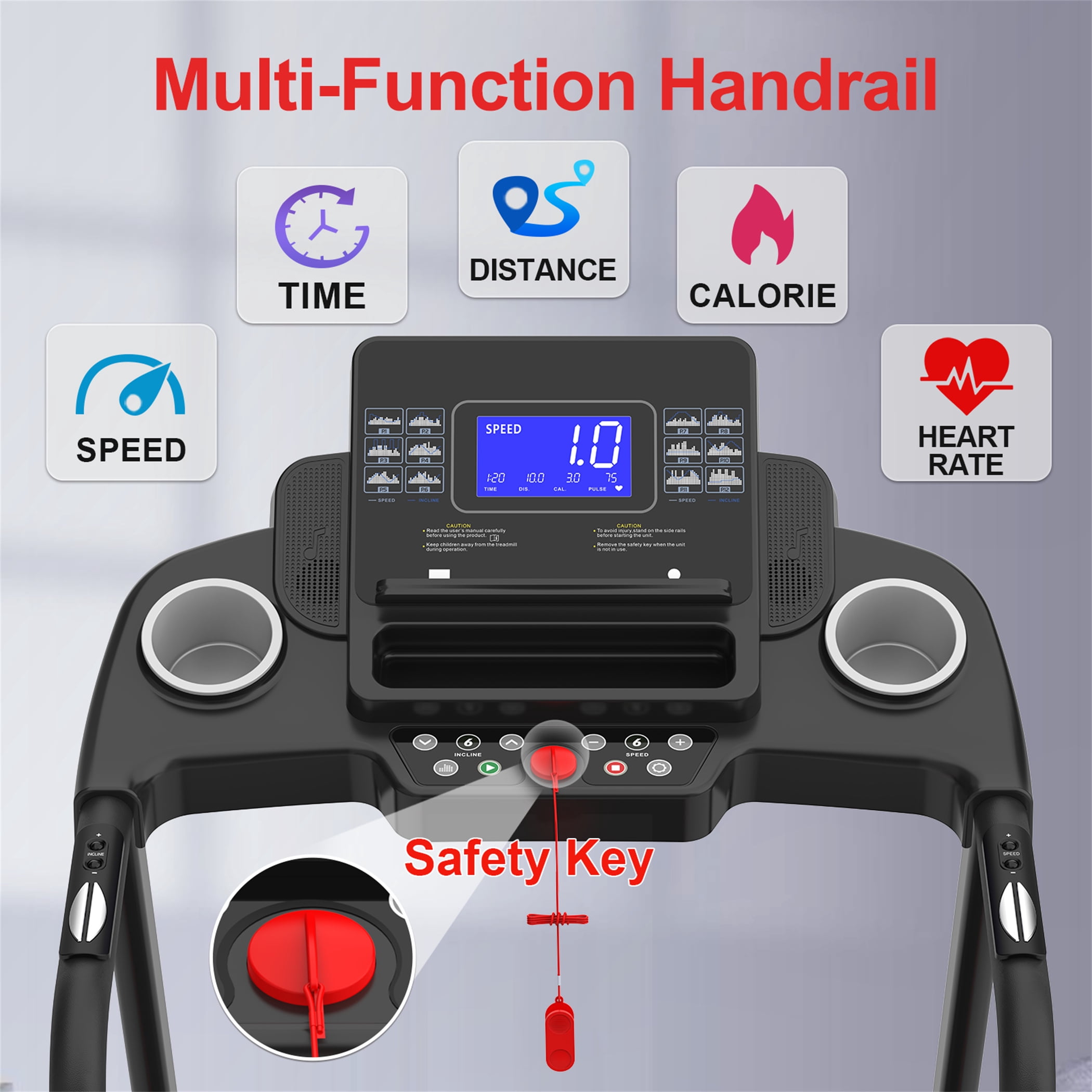 Aukfa Treadmill with Auto Incline, 330 lb Capacity, 3.25 HP Folding Electric Treadmill Running Machine 9 mph Max Speed