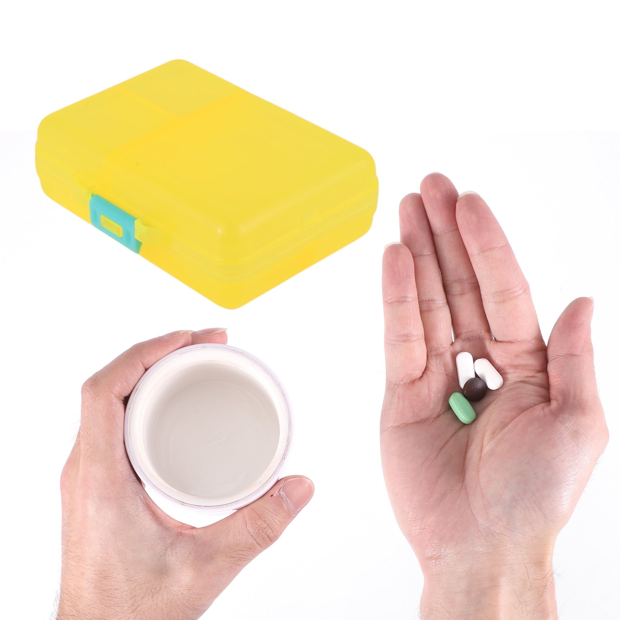 Unique Bargains Useful Durable 9 Grids Double Layer Pill Case for Travel 1 Pc Yellow