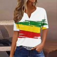 thumbnail image 4 of Blusas de Verano de las Mujeres Casual Gradiente Manga Corta V-Cuello Superior, Ligera Imitación de Tela de Estante para la Primavera Y el Verano Diario Y de Fiesta, 4 of 5