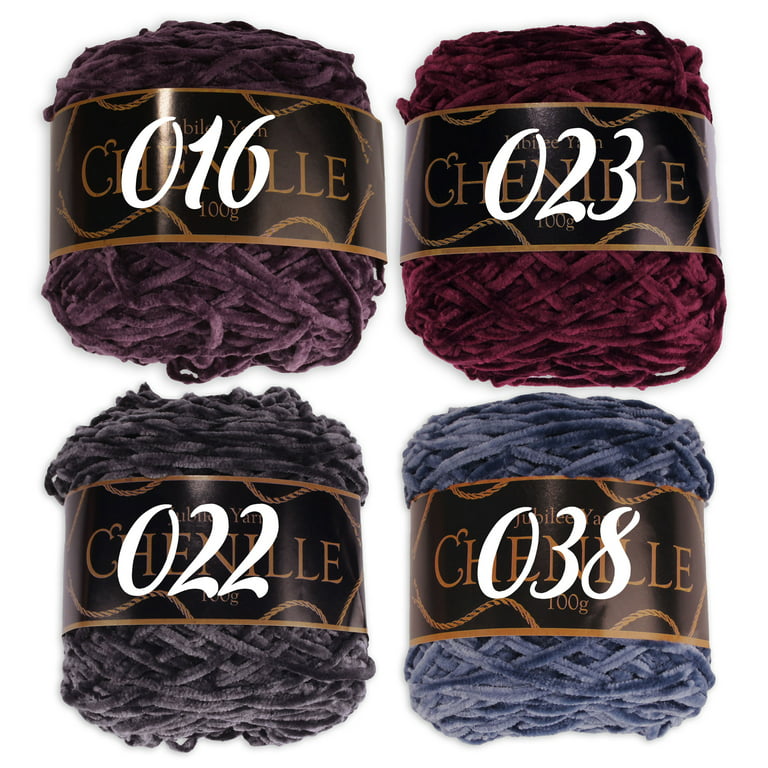 Chenille Yarn - Worsted Weight Yarn - 100g/skein - Shades of Purple - 4  Skeins