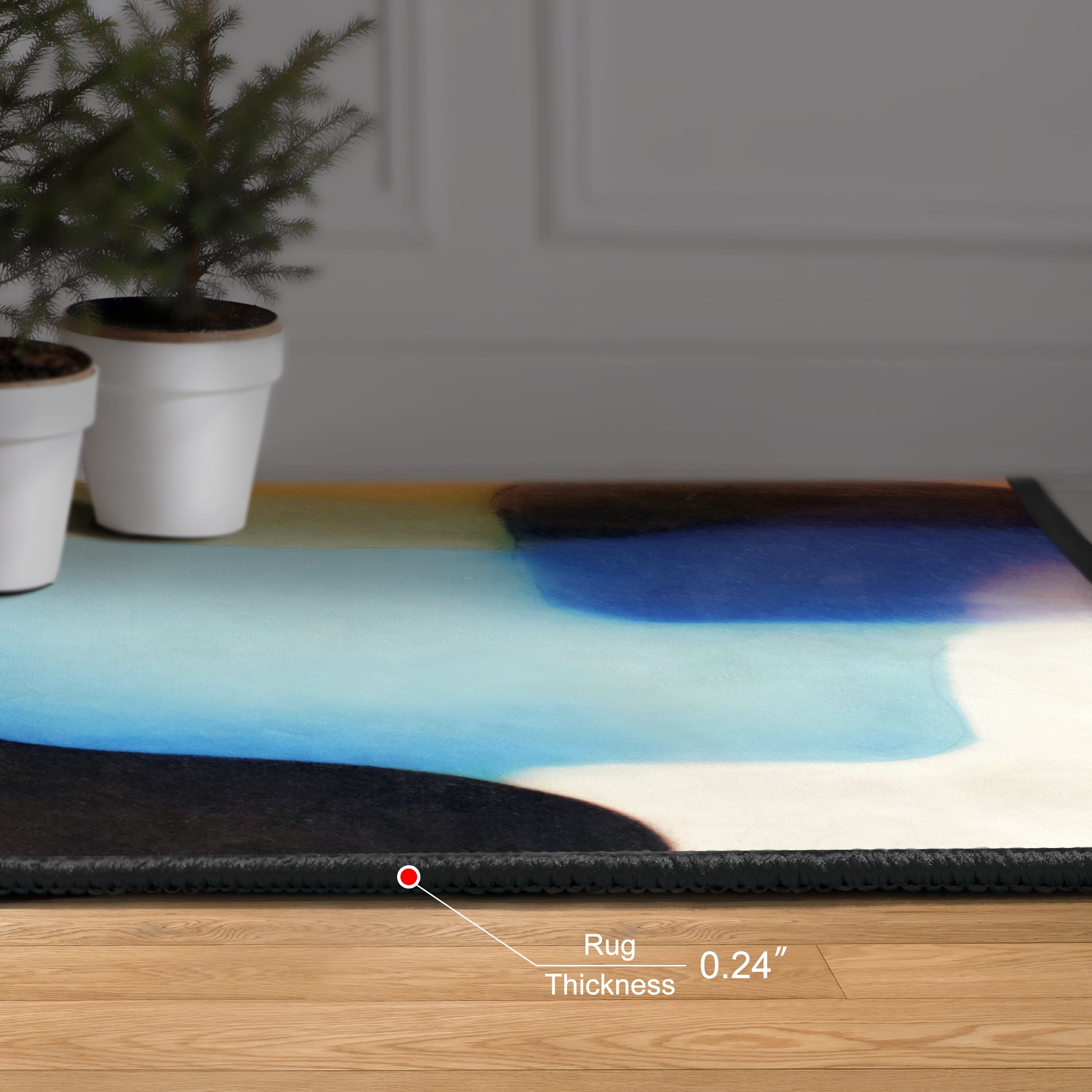 Interlocking V, 5'x8' Hand Washable Abstract Art Area Rug