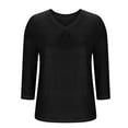 thumbnail image 4 of Chiccall Women's 3/4 Sleeve T-shirts Pleated Front V Neck Basic Pullover Tops, 4 of 6