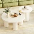 thumbnail image 4 of Harper & Bright Designs White Round Coffee Table Set of 2, Modern Fluted Center Table with End Table for Living Room, 4 of 15