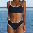 thumbnail image 2 of HNMKIU Bathing Suits for Women Solid Color Two Piece Bikini Set Comfortable Fit for Beach and Pool Womens Swimwear Black，L, 2 of 8