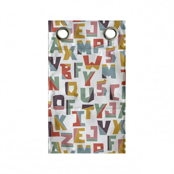 Alphabet Hanging Pocket Organizer, Composition of Cut Style Bi-Color Geometric Letters on a Plain Background, Printed Polyester Storage Bag with Pockets, 9" x 27", Multicolor