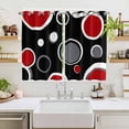 thumbnail image 2 of Geometric Red Kitchen Curtains 63 Inch Length, Modern Black Grey White Abstract Circle Grommet Top Bedroom Living Room Curtains, Light Filtering Cafe Curtain Drapes 2 Panels Set 104''x63'', 2 of 9
