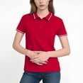 thumbnail image 3 of UVEASISHA Women's Striped Polos Shirts Quick-Dry Moisture-Wicking Business Casual Tees Breathable Lightweight Office Workout Tennis Polos Red XXL, 3 of 7