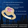 thumbnail image 2 of Gem Stone King 18K Yellow Gold Plated Silver Pink Moissanite and White Moissanite Heart Engagement Ring for Women (1.69 Cttw, Gemstone, Heart Shape 6.5MM, Size 6), 2 of 5