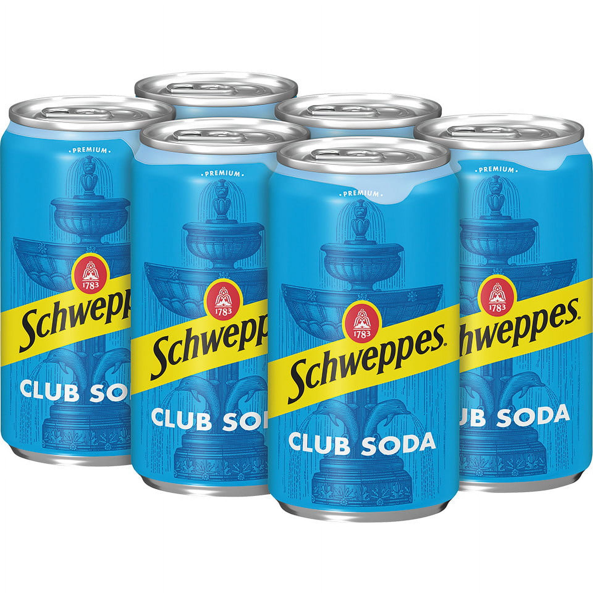 Schweppes Club Soda, 7.5 fl oz mini cans, 6 pack