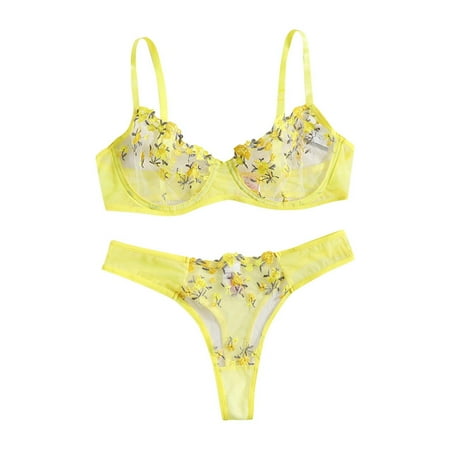 GENGING Lingerie for Women Fashion Women Nightwear SexyLingerie Corset Lace Floral Bralette Bra Two Piece Underwear Tops+Briefs Suit