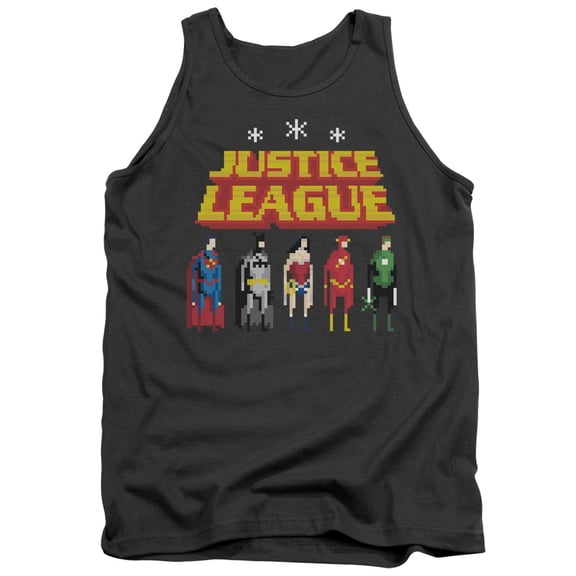 JLA Justice League Standing Below Adult Tank Top Charcoal
