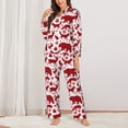thumbnail image 2 of Honeii red plaid Moose Bunny bear Print Women's Pajama Sets Long Sleeve Button Down Sleepwear Nightwear Soft Pjs Lounge Sets 2PCS-Medium, 2 of 7