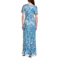 thumbnail image 2 of Adrianna Papell womens  Flutter Sleeve Crinkle Foil Floral Gown, 12, Blue, 2 of 3