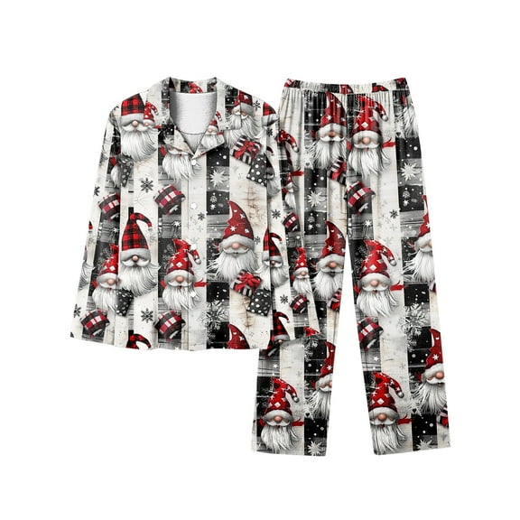 asdoklhq Pajamas for Women Set Cotton Women's Christmas Long Sleeved Long Pants Couple Pajamas Women's Home Clothes Multicolor 2X