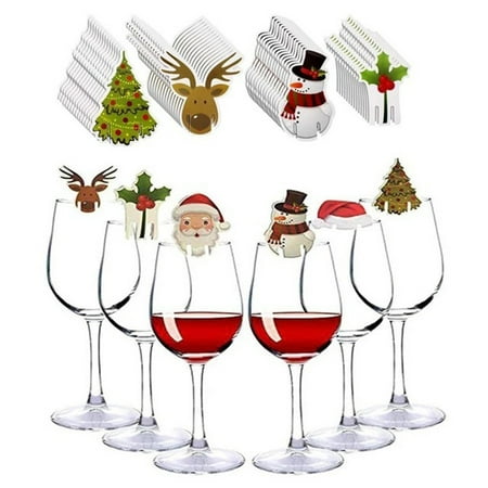 

Meidiya 10/20/30/50Pcs Wine Glass Hats Card Christmas Element Lovely Decorative Paper Christmas Hat Glass Card Topper for Home