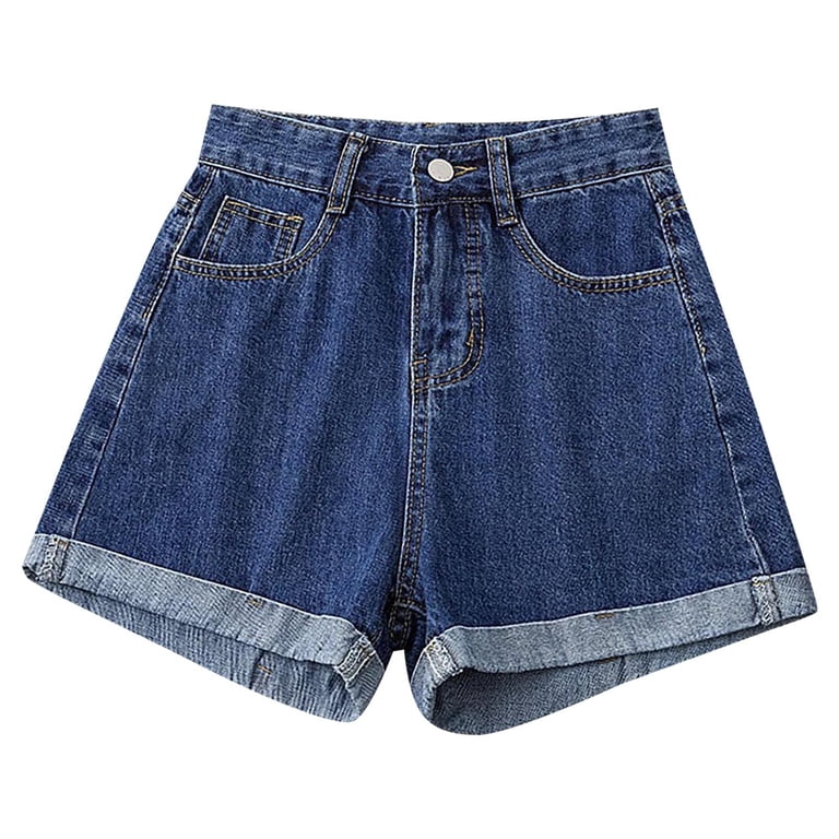 Pxiakgy Jean Shorts for Women Trendy High Waisted Mid Thigh Fold