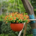 thumbnail image 3 of Artificial Plants Fake Flowers indoor outside plants uv Resistant Faux Bulk plastic Daffodils Flower Greenery Boxwood for Hanging Planters Outdoor Front Porch Backyard Garden Decoration(orange), 3 of 5