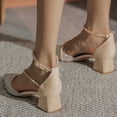 thumbnail image 5 of Fiaer Women's Pointed Toe Heels Fashion Elegant Buckle Pumps Heeled Shiny Dress Shoes Comfort Work Shoes White 9, 5 of 8