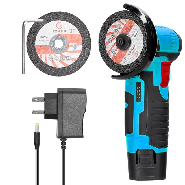 Mistaha 12V 19500rpm Mini Angle Grinder with Rechargeable Battery, Multi-functional Dustproof Handheld Cutting Machine - Home Improvement Power Tool, Brush Motor, Two Cutting Blades, USA Version