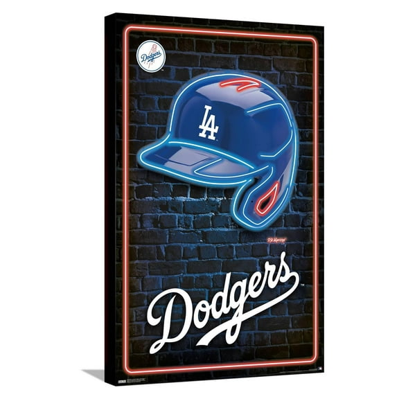 MLB Los Angeles Dodgers - Neon Helmet 23 Canvas Wall Poster, 14.725" x 22.375"