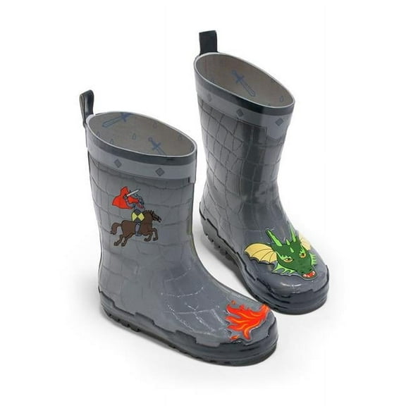 Kidorable BOOT-KNIGHT 8 Natural Rubber Grey Dragon Knight Rain Boots - Size 8