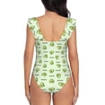 thumbnail image 6 of Yiaed Green Avocado Print Women's Ruffled One Piece Swimsuit V Neck Swimwear Slimming Monokini for Woman-XX-Large, 6 of 8