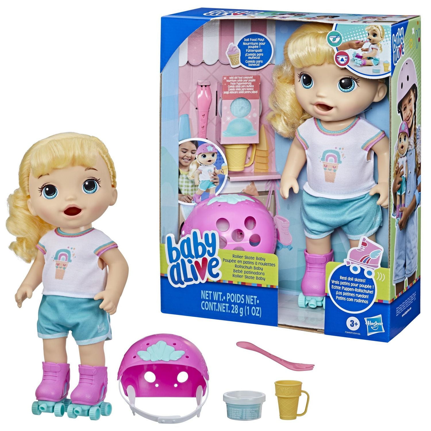 Baby Alive Poupée en patins à roulettes, cheveux blonds