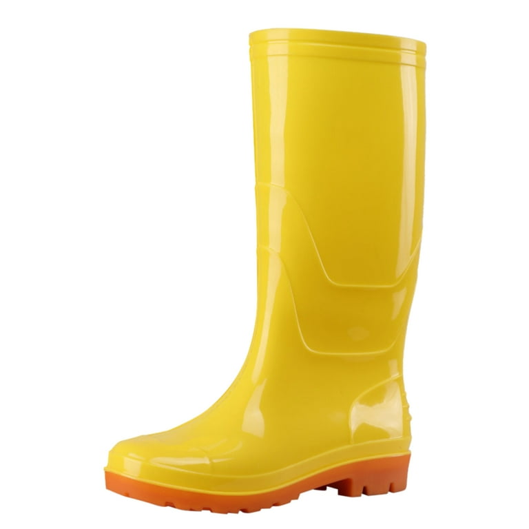 KaLI_store Water Shoes for Women Rain Boots for Women, Knee High Waterproof  Slip On Garden Boots,Yellow