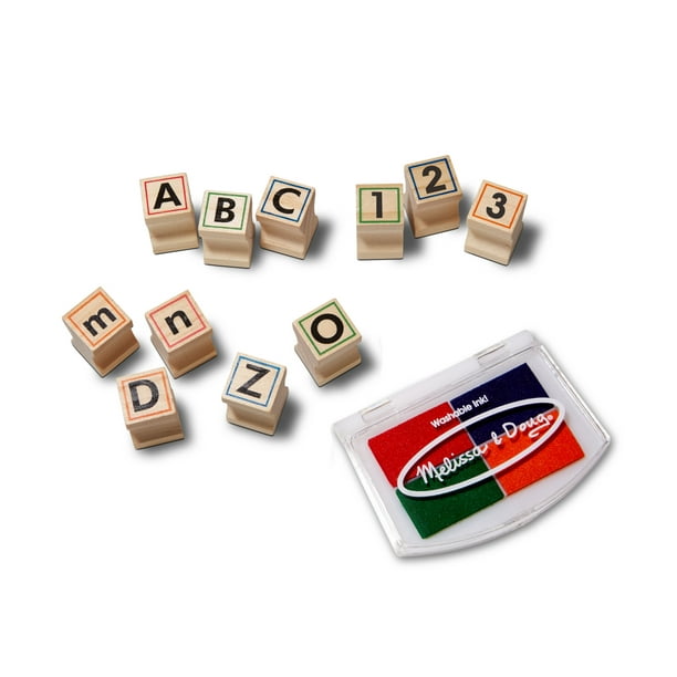 melissa & doug wooden alphabet stamp set