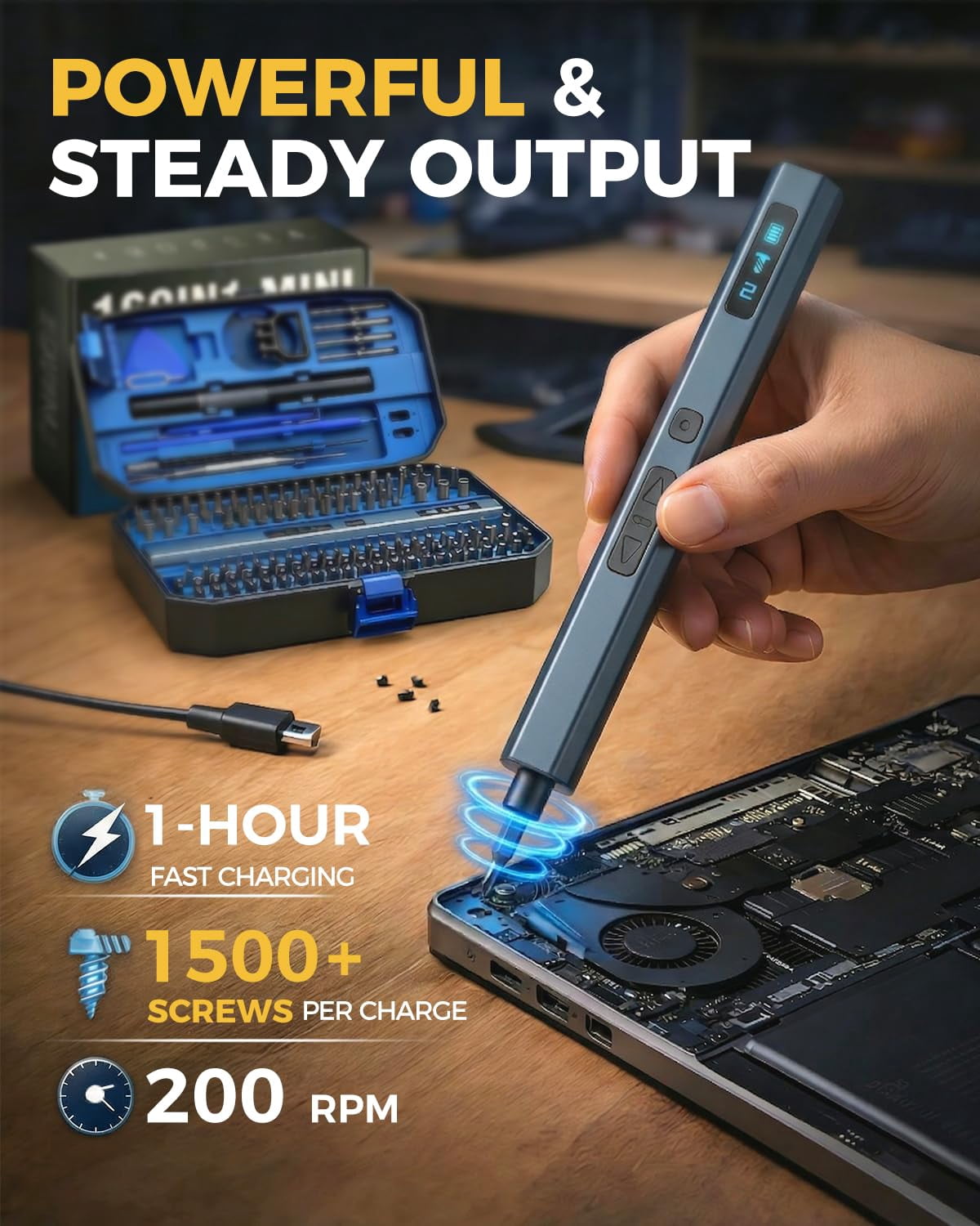 Mini Electric Screwdriver Set 160-in-1: Small Power Cordless - 140 S2 Precision Bits  5 Torque Settings 4 Led Lights Magnetic Repair Tool Kit For Pc Electronics Tech Gifts Men Dad